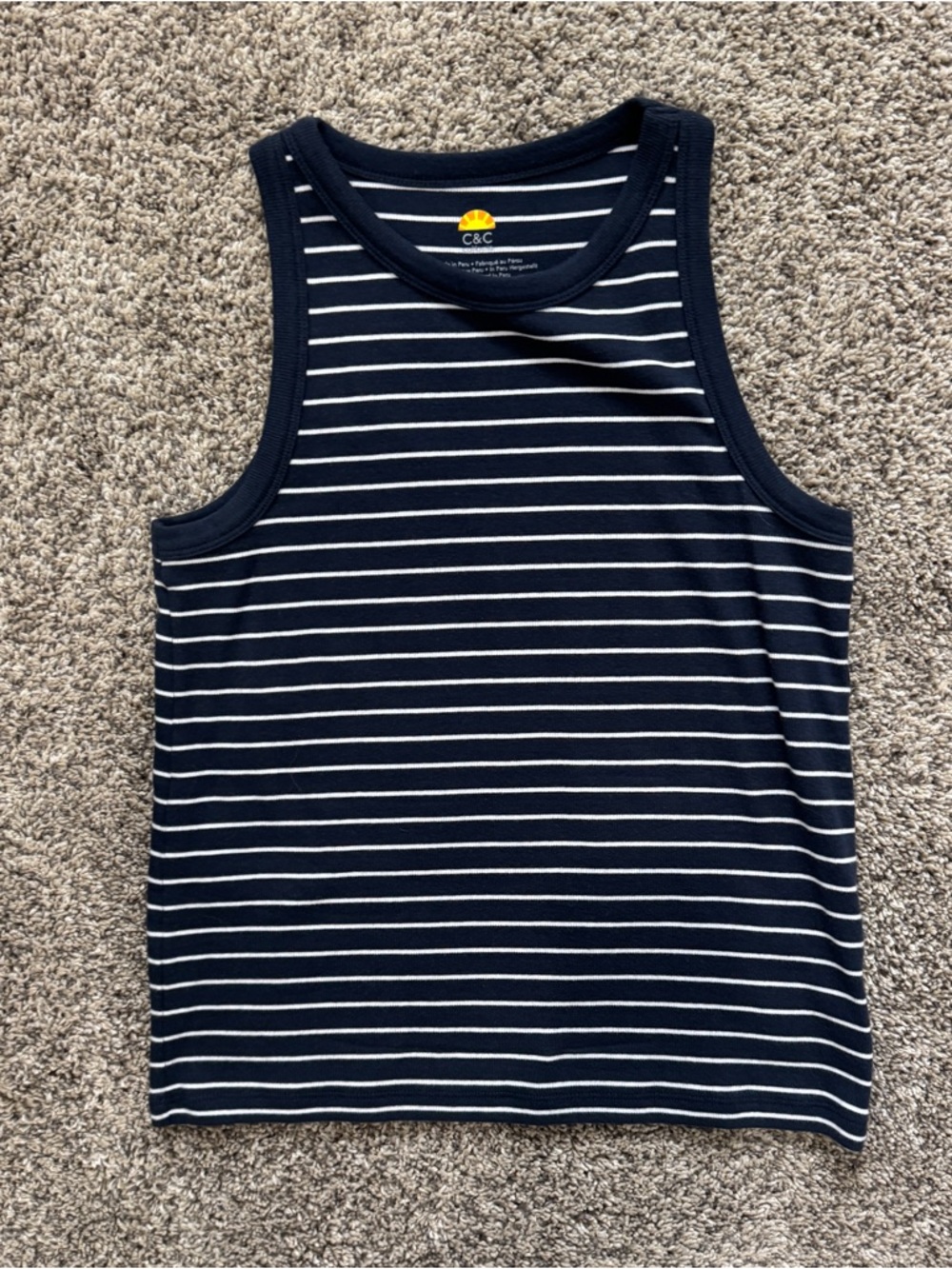 Navy & White Striped Tank